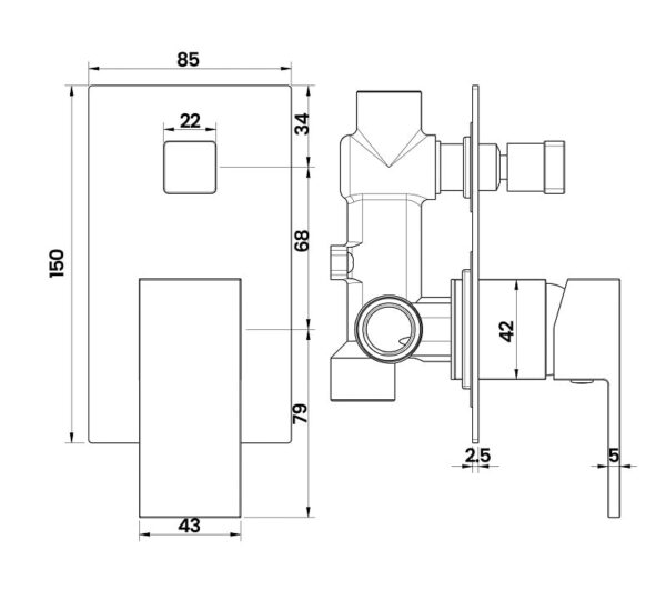 Dallas Shower Mixer with Diverter - Image 2